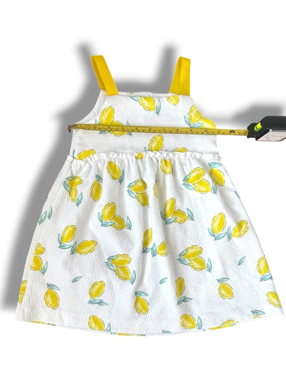 Zara Girls Lemon Print Sundress 3-4Y White Yellow Seersucker Cottagecore Summer